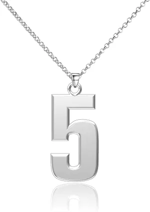 Stainless Steel Number Necklace with 18" Cable Chain - Custom Number Pendant