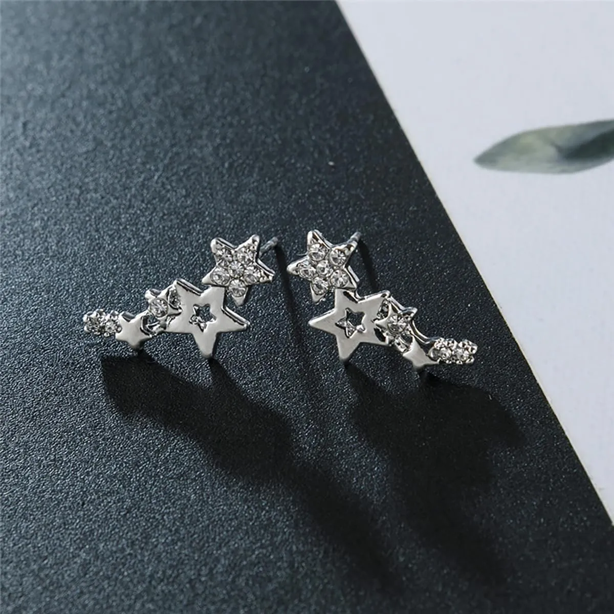 Star Earrings for Women Hypoallergenic Cubic Zirconia Stud Earrings Lightweight Cuff Wrap Stud Earrings Dainty Star Cartilage Stud Earrings Star Jewelry Gifts