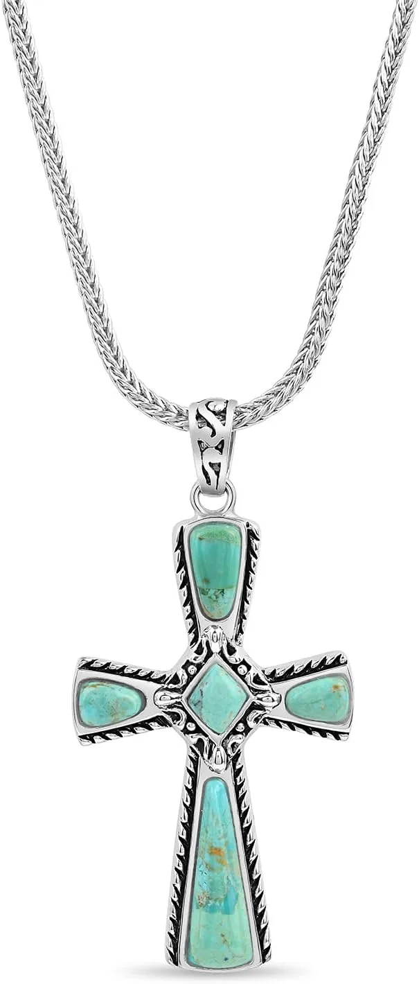 Stauer Mission Cross Pendant  Genuine Turquoise and .925 Sterling-Silver  Christian Jewelry for Women and Men (Chain Not Included)