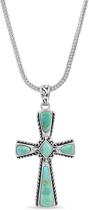 Stauer Mission Cross Pendant  Genuine Turquoise and .925 Sterling-Silver  Christian Jewelry for Women and Men (Chain Not Included)