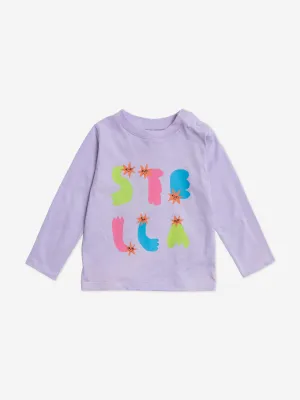 Stella McCartney Baby Girls Logo Long Sleeve T-Shirt in Purple
