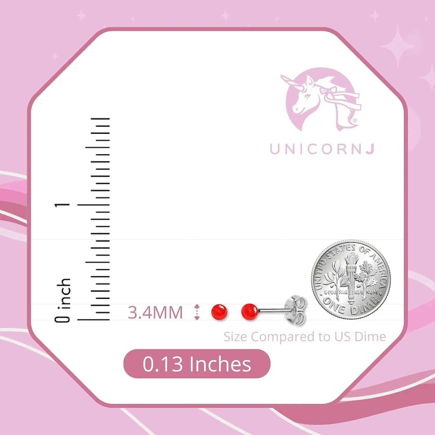 Sterling Silver Ball Stud Earrings for Women and Girls Hand Painted Enamel Colors Small 3mm Second Piercing Earrings| Hypoallergenic | Made in Italy
