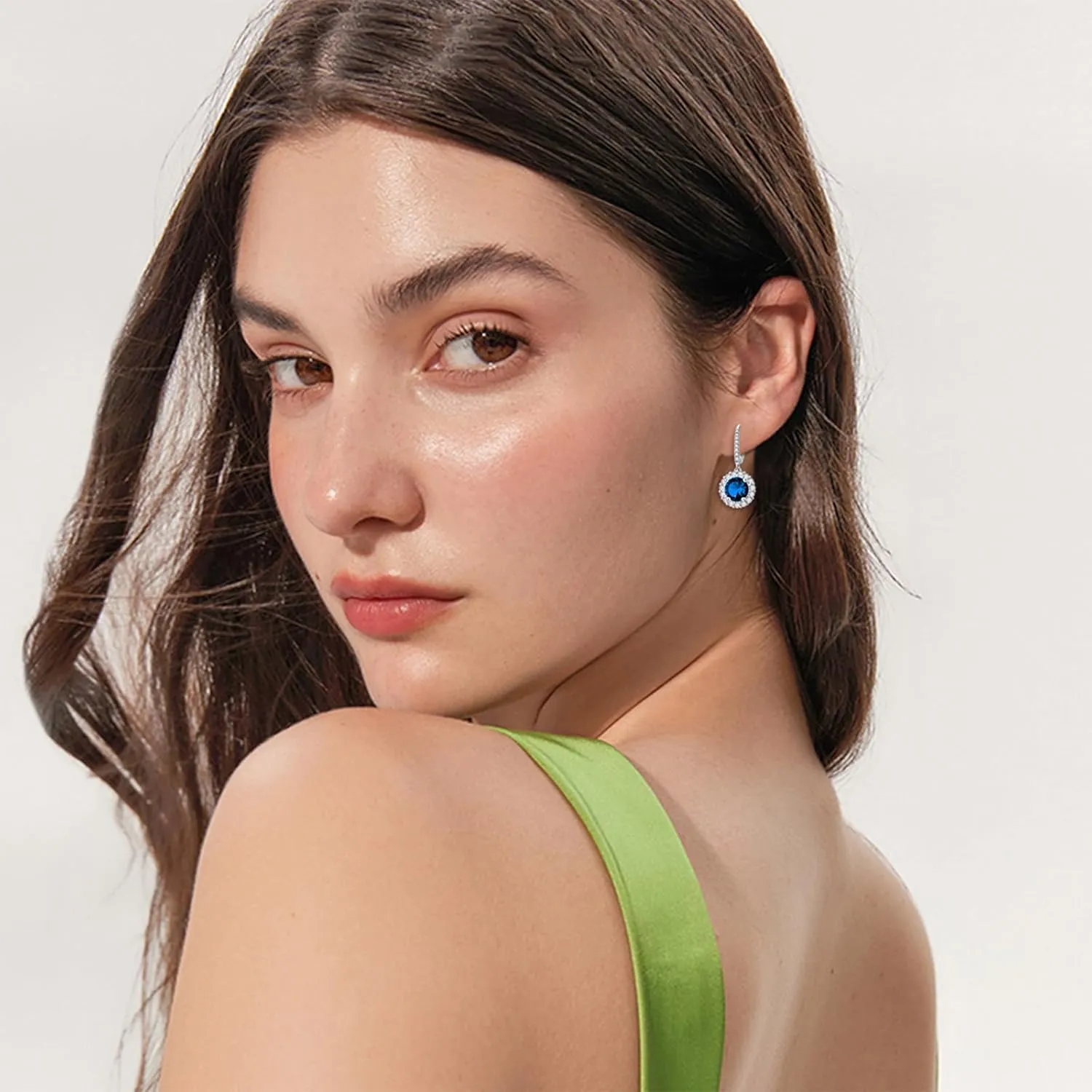 Sterling Silver Birthstone Dangle Earring Hoops for Women s925 Silver Month Stone Leverback Dangling Earrings with Lab Diamond Accents for Mom Ladies Birthday Mothers Day Christmas
