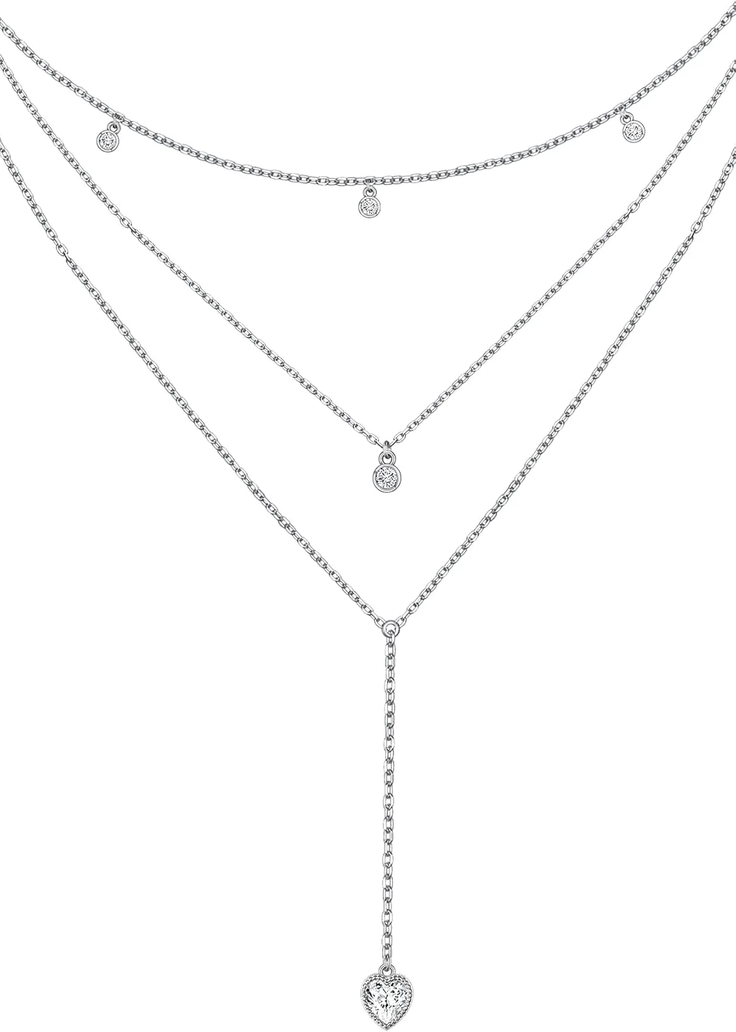 Sterling Silver Dainty Bead Layered Long Lariat Choker Necklaces for Women Boho