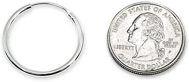 Sterling Silver Endless 2mm High Polished Round Lightweight Unisex Hoop Earrings