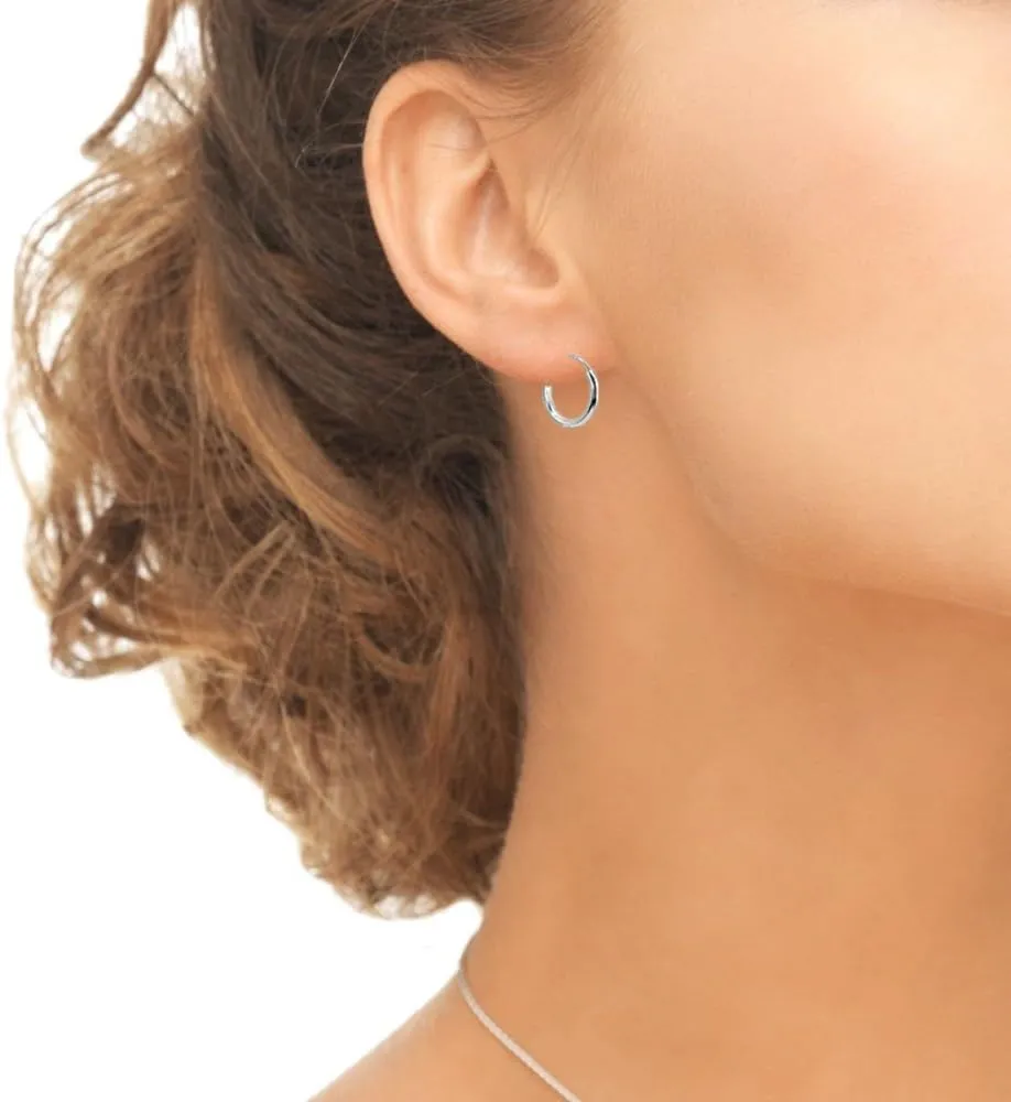 Sterling Silver Endless 2mm High Polished Round Lightweight Unisex Hoop Earrings