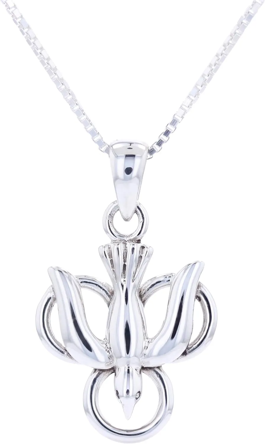 Sterling Silver Flying Dove Trinity Peace Love Pendant Necklace 18"
