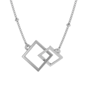Sterling Silver Necklace for Women - 925 Sterling Silver Jewelry for Women - Elegant Silver Square Necklace - Cadena de Plata 925 para Hombre - Valentine Day Birthday Gift for Women, Mom, Teen Girls