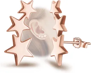 Sterling Silver Star Stud Earrings For Girls Women - Hypoallergenic Stars Post Earrings for Girls Teens Women