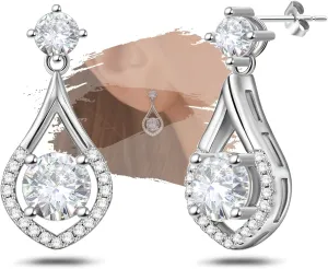 Sterling Sliver Teardrop Hollow Round Stud Earrings for Women Hypoallergenic Lightweight Fashion Waterdrop Stud Earrings Suitable for Sister Mom Wife Friends