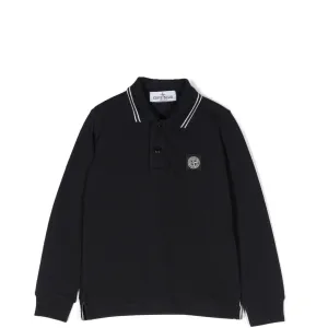 Stone Island Junior Compass Long Sleeve Polo Shirt