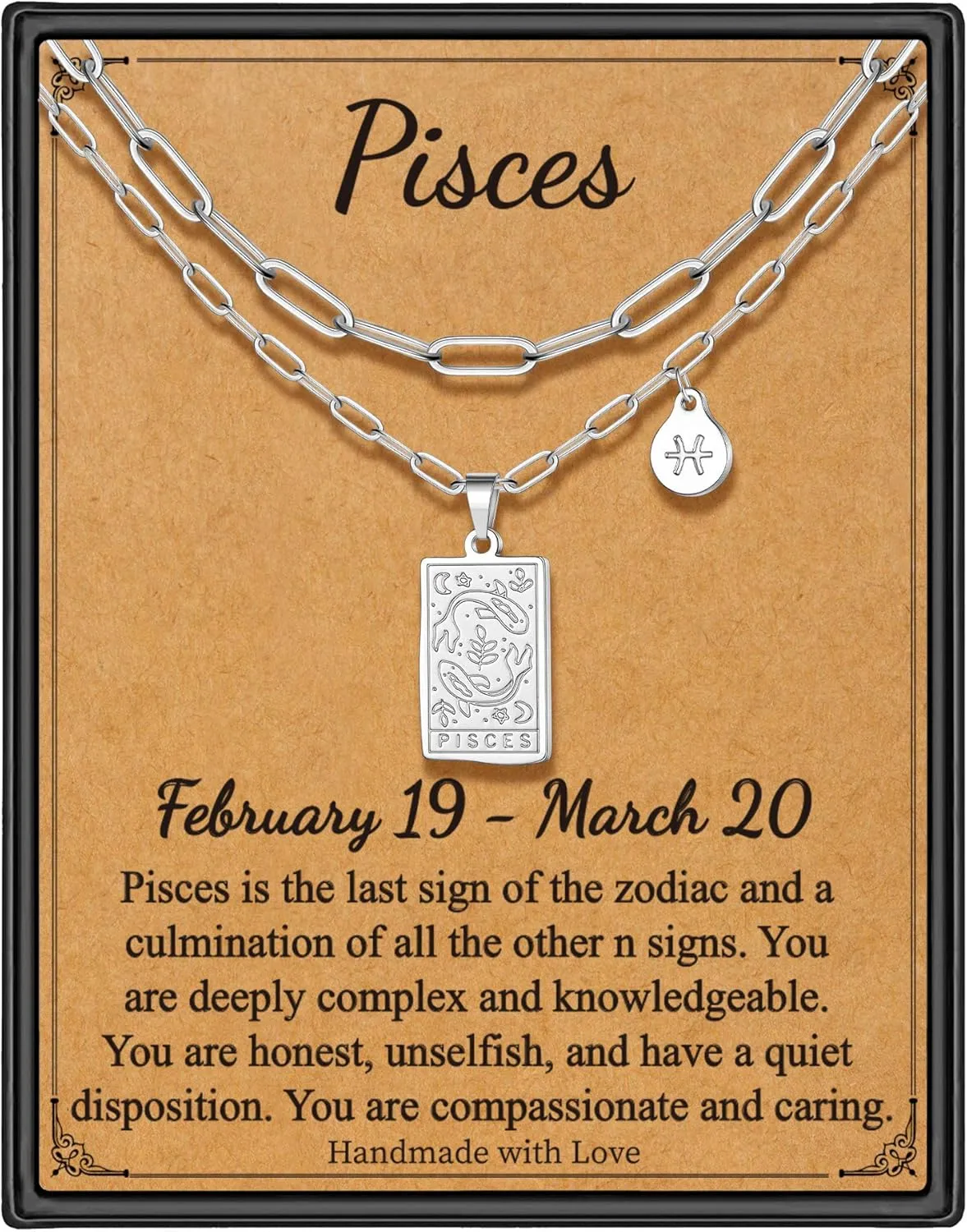 STORUP Zodiac Layered Necklaces for Women, Retro 12 Constellation Pendant Necklace for Women Tarot Card Necklace Jewelry Mothers Day Birthday Gift for Her
