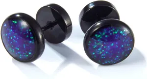 Surgical Stainless Steel Stud Earrings for Women Men Black Gold Plated Fluorescent Flat Back Hypoallergenic Earrings Suitable for Sensitive Ears