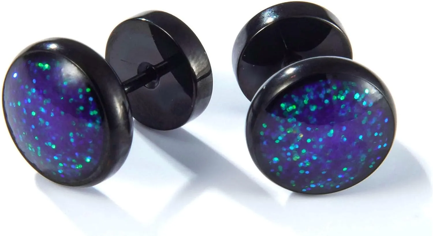 Surgical Stainless Steel Stud Earrings for Women Men Black Gold Plated Fluorescent Flat Back Hypoallergenic Earrings Suitable for Sensitive Ears
