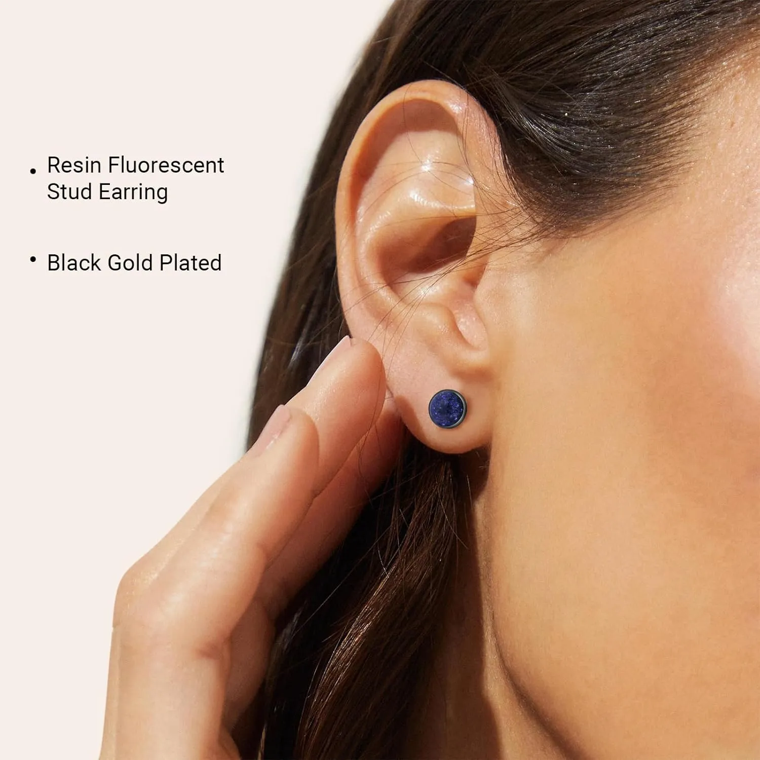 Surgical Stainless Steel Stud Earrings for Women Men Black Gold Plated Fluorescent Flat Back Hypoallergenic Earrings Suitable for Sensitive Ears