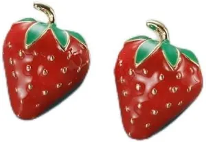 Sweet Strawberry Earrings for Women Charms Enamel Zinc Alloy Cute Red Fruit Earrings Stud Dangling Small Jewelry Gifts
