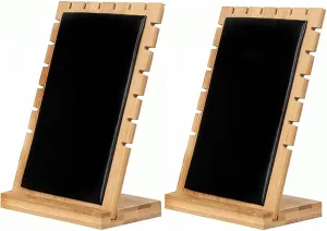 TANG SONG 2 PCS 9.8'' Bamboo Leather Soft Mat Multiple Necklace Display Stand Necklace Bracelets Chains Organizer Holder for Home (Black)