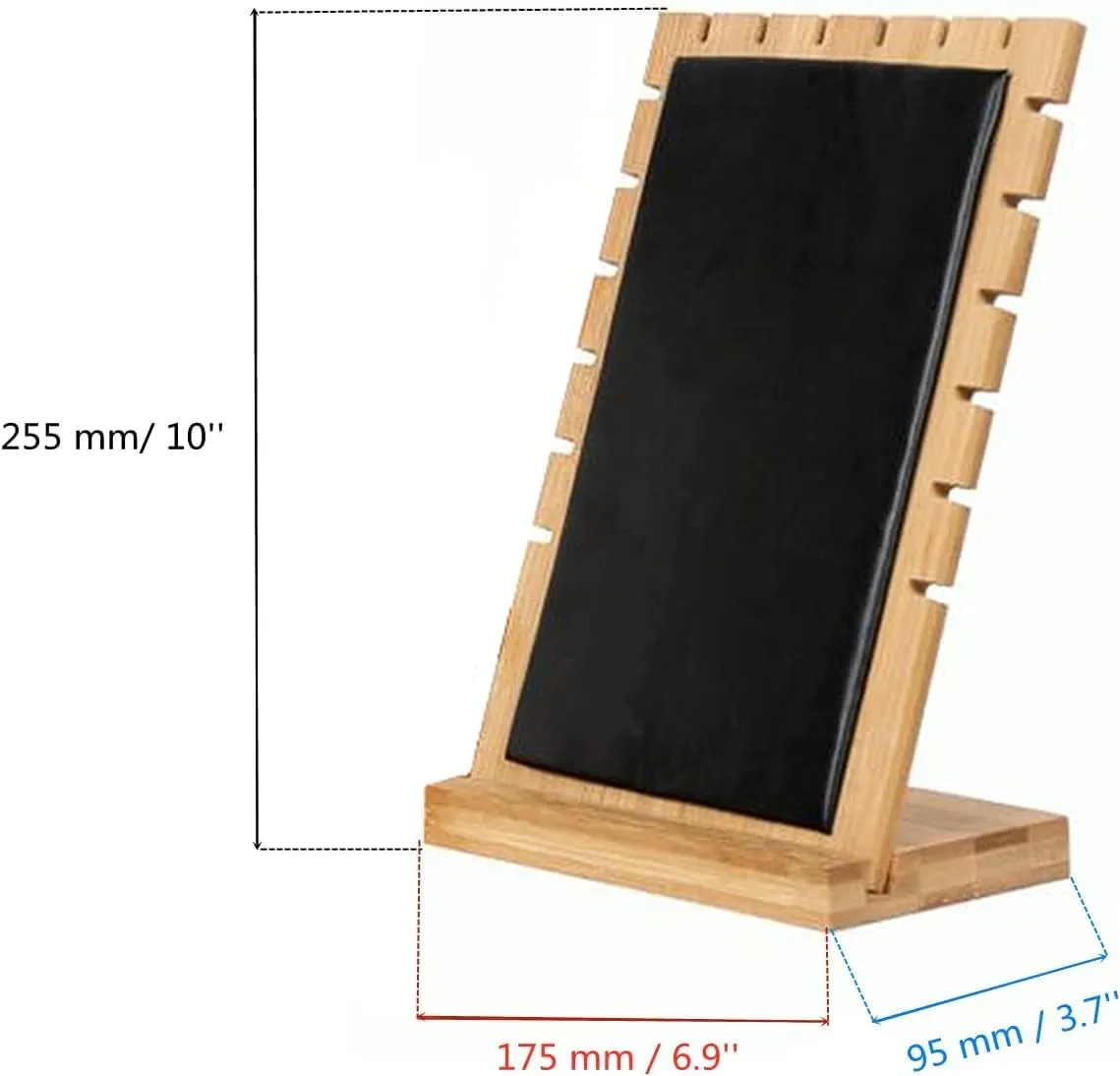 TANG SONG 2 PCS 9.8'' Bamboo Leather Soft Mat Multiple Necklace Display Stand Necklace Bracelets Chains Organizer Holder for Home (Black)