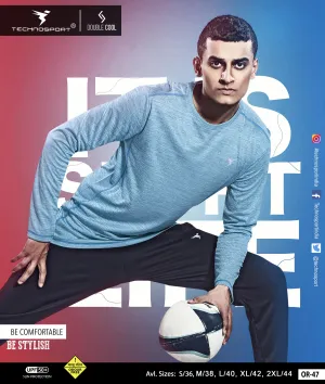 TechnoSport Crew Neck Full Sleeve Dry Fit T Shirt for Men OR-47 (Sky Blue)
