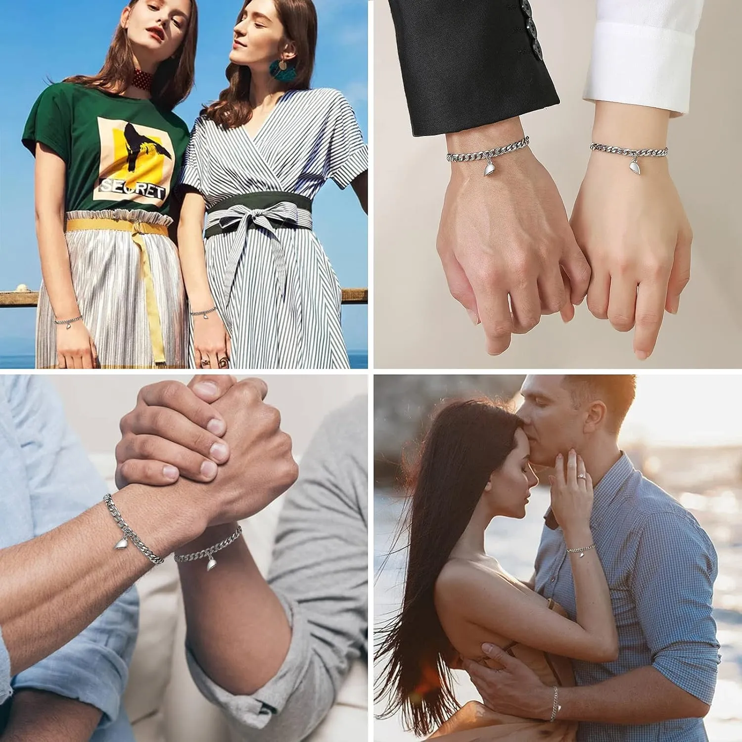 TempBeau Bracelet for Couple - Personalized ID Custom Engraving Bracelet, Braided Rope His and Her Bangle, Adjustable Friendship Bracelets for Sister BF GF, Pinky Promise Couple Bracelets Gifts