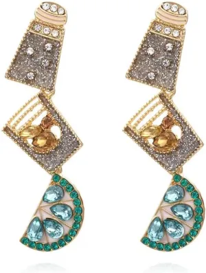 Tequila Shot Earrings for Women, College Kids, Bartenders, Summer Parties and more. Super Cute Hand Jeweled Margarita Earrings for Summertime, Stainless Steel, no gem