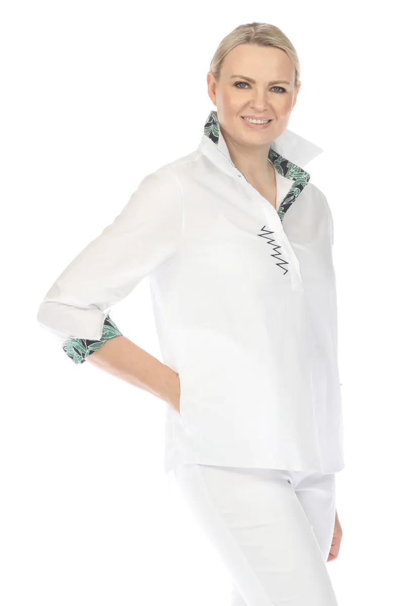 Terra Contrast Collar & Cuff Top