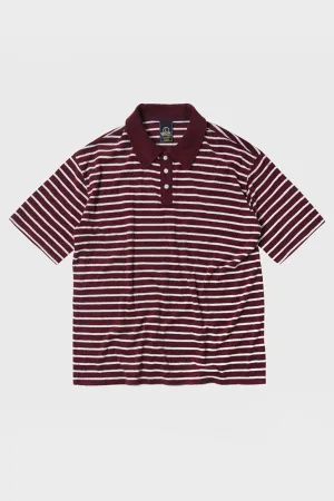 Terry Stripe Pique Shirt - Burgundy