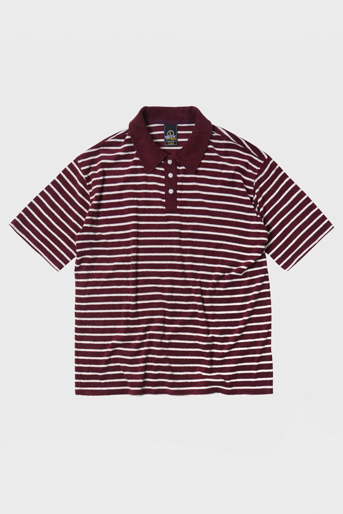 Terry Stripe Pique Shirt - Burgundy