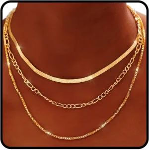 Tgirls Gold Layered Necklaces Dainty Snake Chain Necklace Minimalist Choker Necklace Jewelry for Women