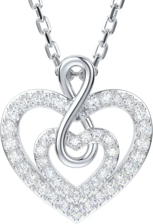 THELANDA Genuine Moissanite Sterling Silver Classic Heart in Heart Infinity Pendant Necklace, Adjustable 18-20 Inch Chain with Lobster Clasp, Elegant Jewelry Gift for Women