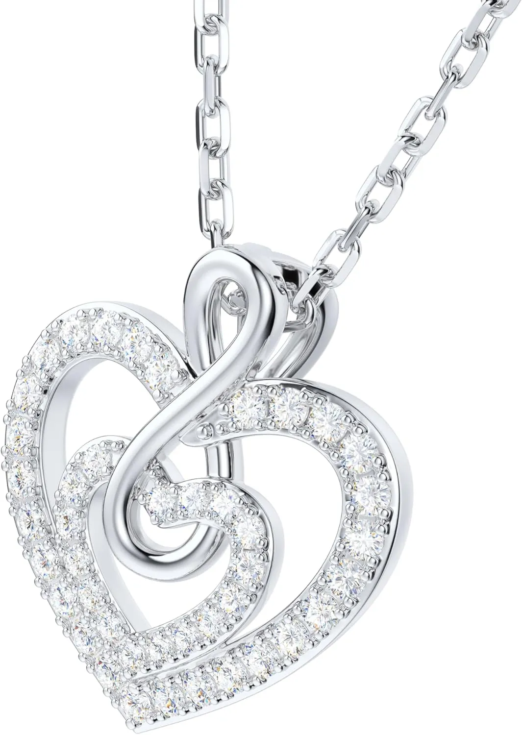 THELANDA Genuine Moissanite Sterling Silver Classic Heart in Heart Infinity Pendant Necklace, Adjustable 18-20 Inch Chain with Lobster Clasp, Elegant Jewelry Gift for Women