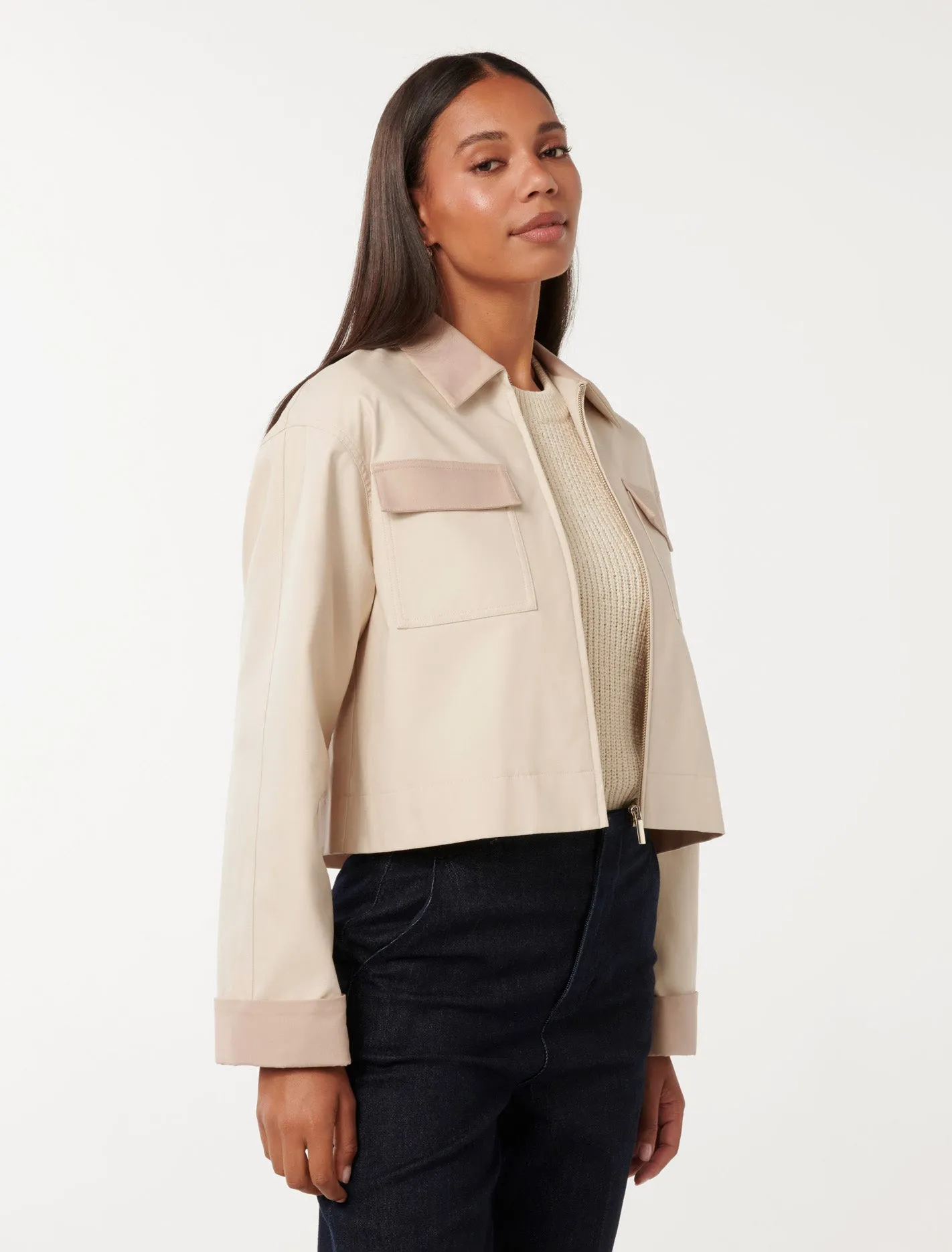 Tia Contrast Top Collar Jacket