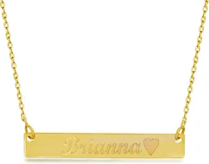 Tina&Co Stainless Steel Gold Bar Necklace Engravable with 161718 Adjusted Chain Horizontal Bar Pendant Necklace Engravable Blank No Engraved