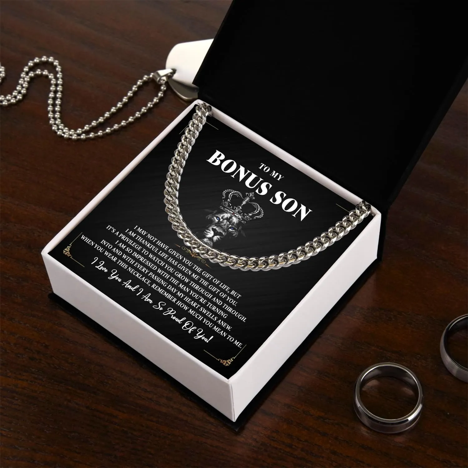 To My Bonus Son Necklace Chain, Stepson Gift Necklaces, Bonus Sons Gift, Stepson Cuban Link Chain Necklace, Step Son Necklaces From Stepmom And Stepdad, Christmas Graduation Birthday Gift For Him