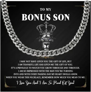 To My Bonus Son Necklace Chain, Stepson Gift Necklaces, Bonus Sons Gift, Stepson Cuban Link Chain Necklace, Step Son Necklaces From Stepmom And Stepdad, Christmas Graduation Birthday Gift For Him