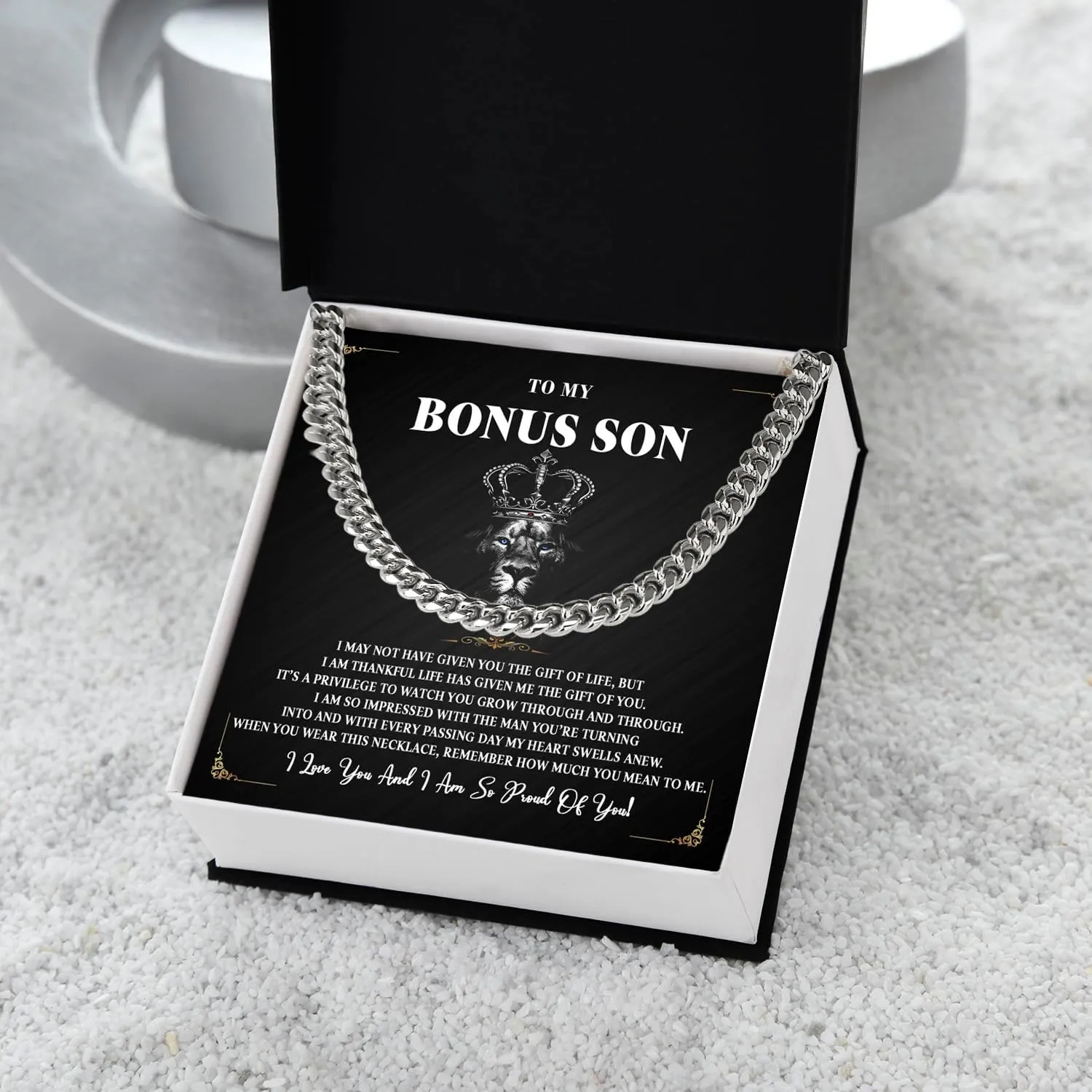 To My Bonus Son Necklace Chain, Stepson Gift Necklaces, Bonus Sons Gift, Stepson Cuban Link Chain Necklace, Step Son Necklaces From Stepmom And Stepdad, Christmas Graduation Birthday Gift For Him
