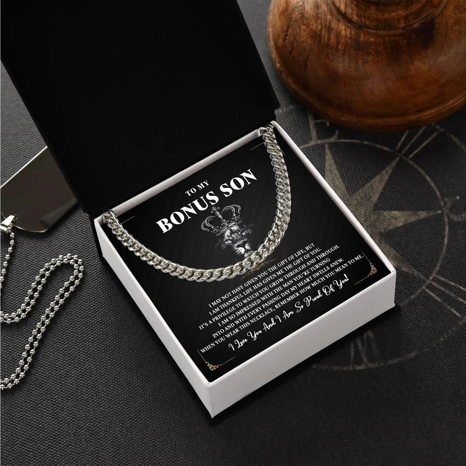 To My Bonus Son Necklace Chain, Stepson Gift Necklaces, Bonus Sons Gift, Stepson Cuban Link Chain Necklace, Step Son Necklaces From Stepmom And Stepdad, Christmas Graduation Birthday Gift For Him