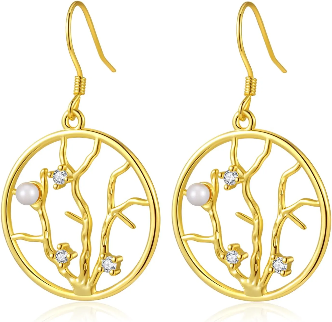 ToHeart Dangle Earrings for Womens Tree Branch Earrings Dainty Pearl Earrings Dangle