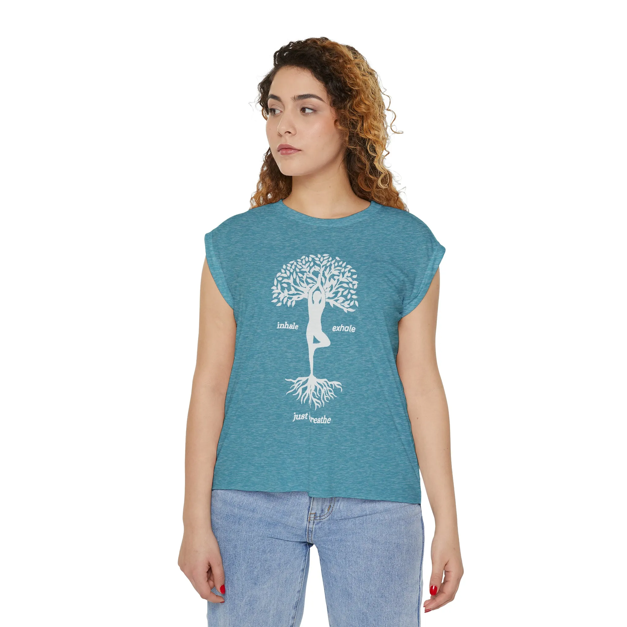 Tree of Life Flowy Rolled Cuffs Muscle Tee