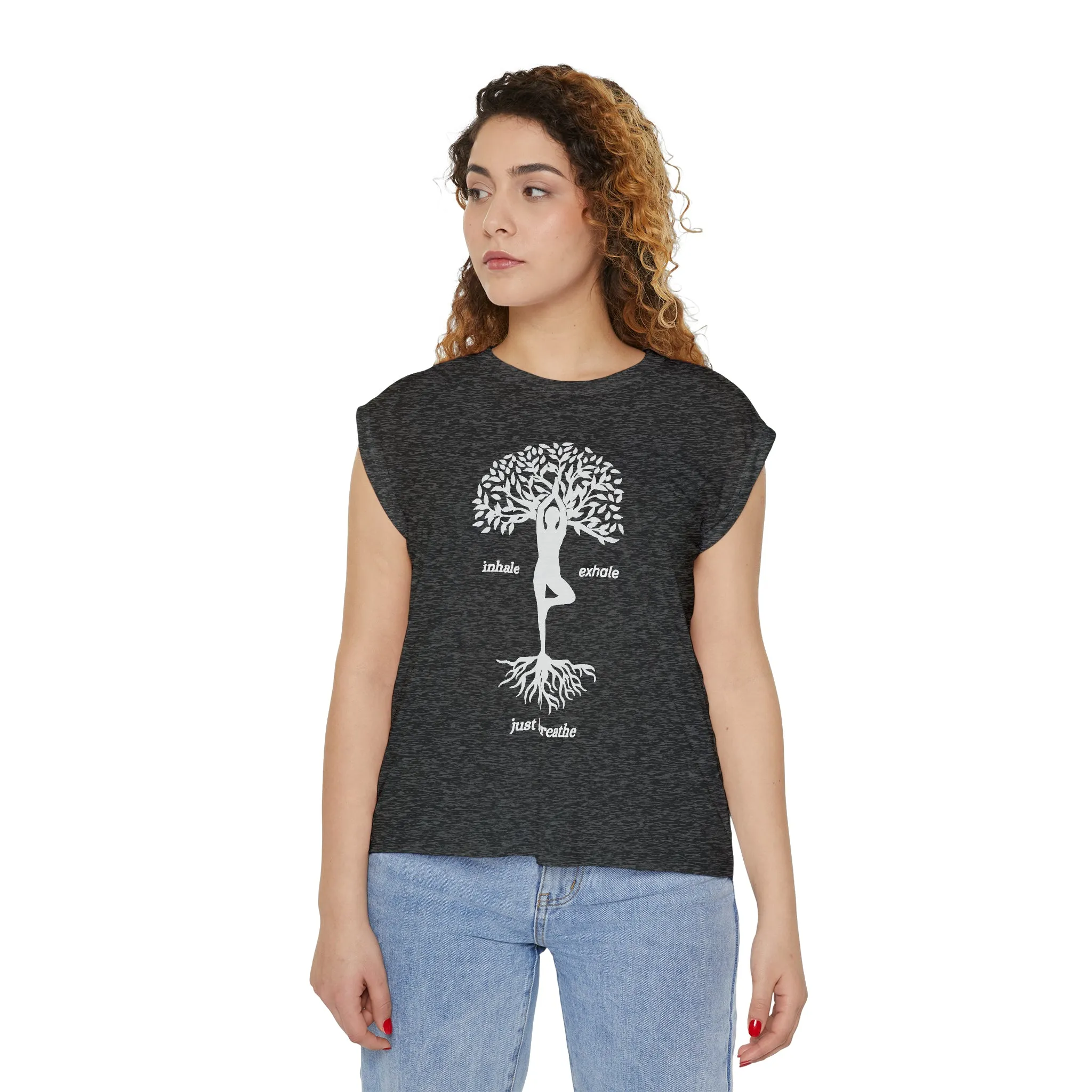 Tree of Life Flowy Rolled Cuffs Muscle Tee