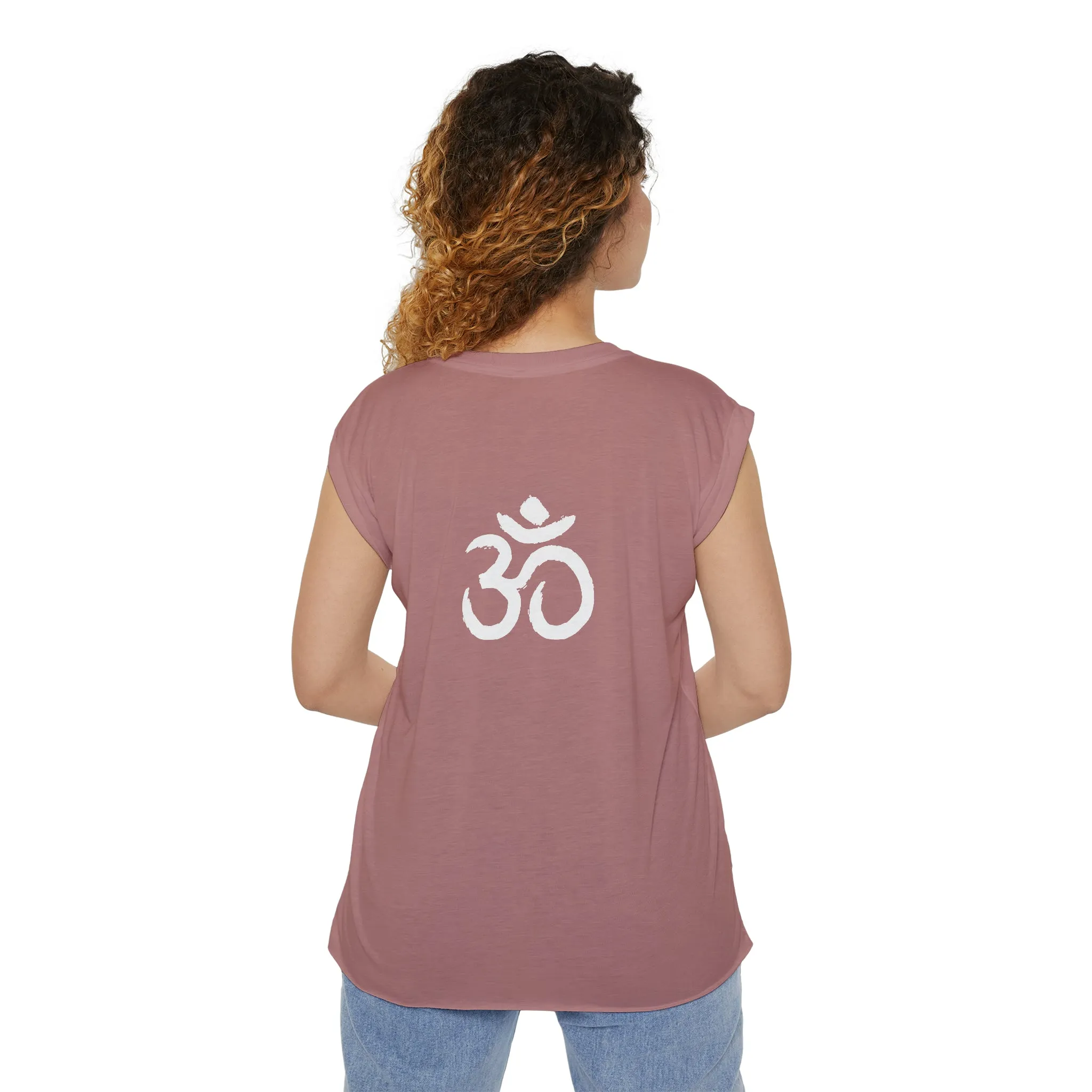 Tree of Life Flowy Rolled Cuffs Muscle Tee