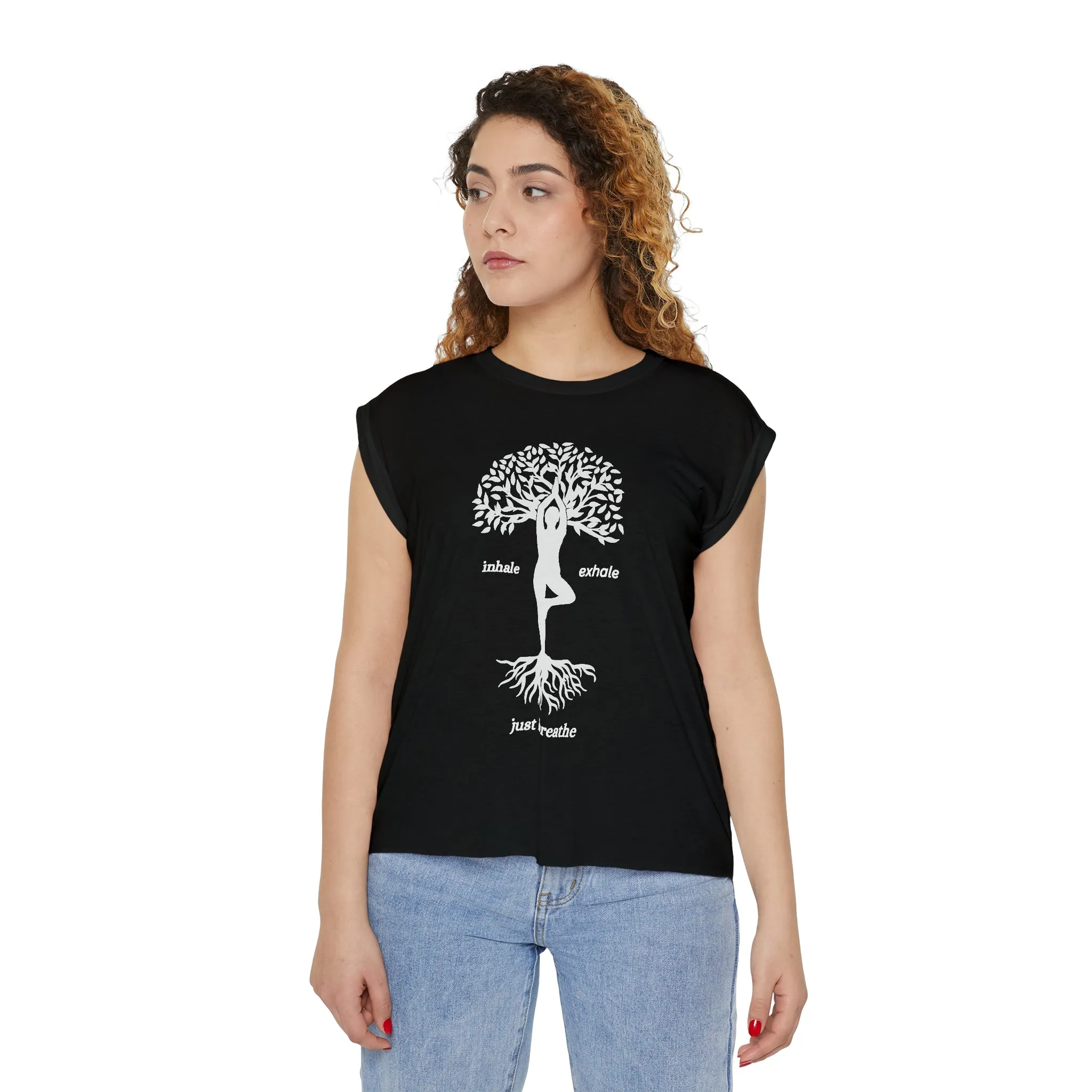 Tree of Life Flowy Rolled Cuffs Muscle Tee