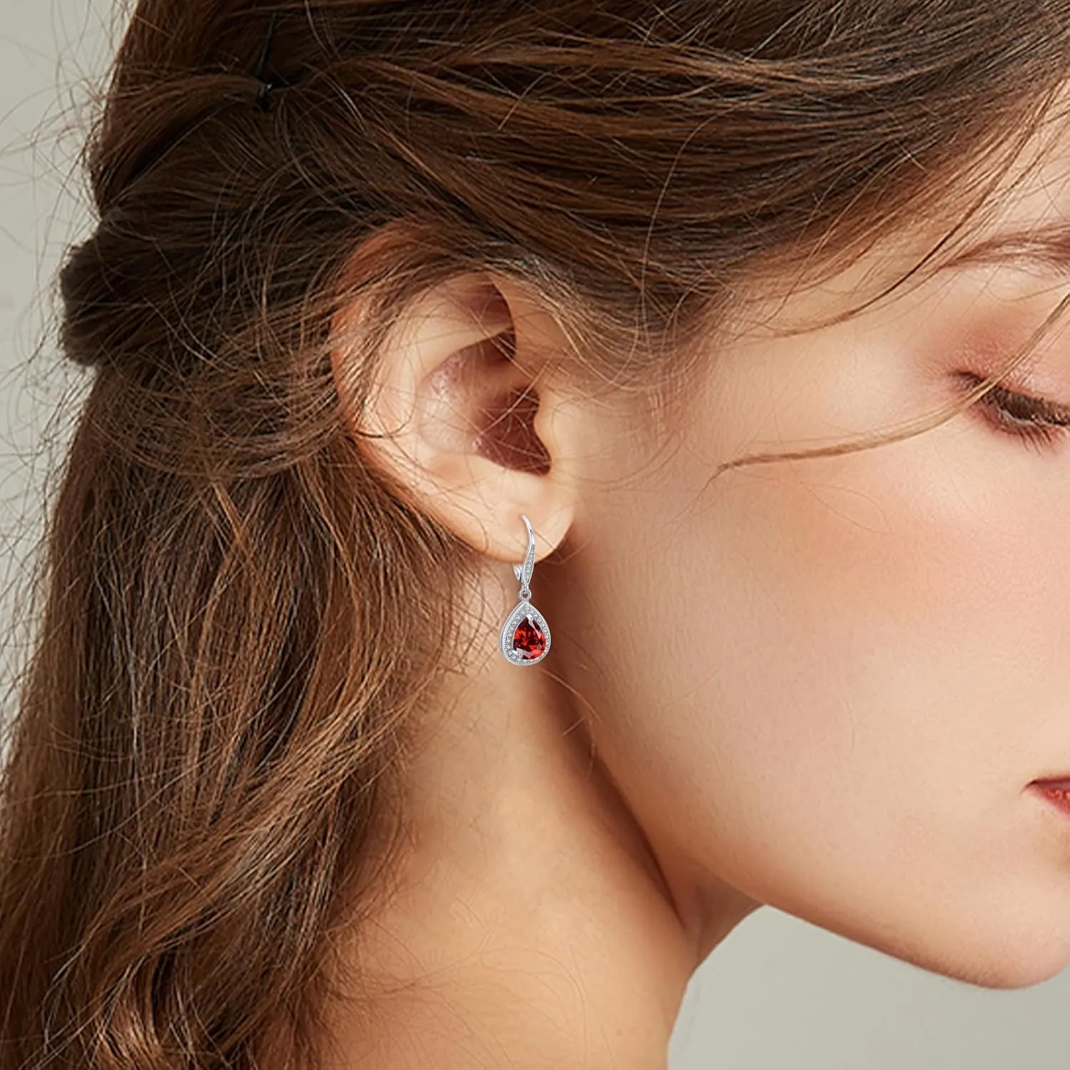 Trendy Dangle Earrings for Women Teen Girls Sterling Silver 12 Birthstone Earrings Minimalist Hypoallergenic Earrings for Sensitive Ears Jewelry Gifts