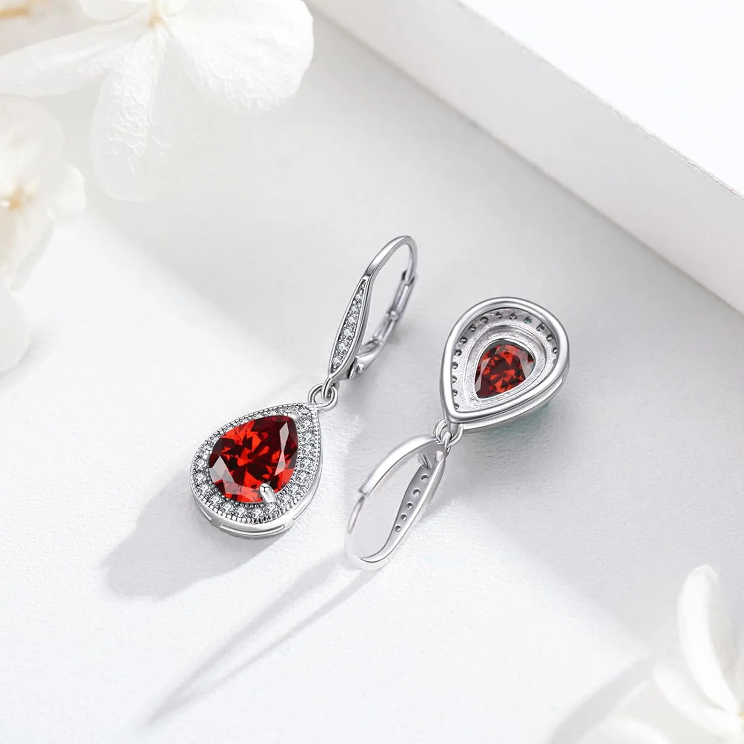 Trendy Dangle Earrings for Women Teen Girls Sterling Silver 12 Birthstone Earrings Minimalist Hypoallergenic Earrings for Sensitive Ears Jewelry Gifts