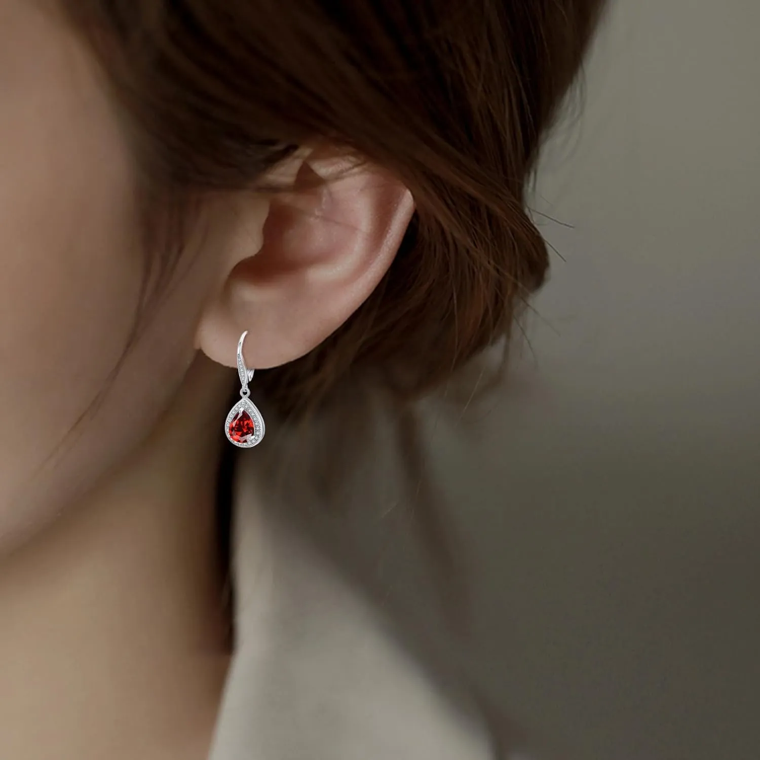 Trendy Dangle Earrings for Women Teen Girls Sterling Silver 12 Birthstone Earrings Minimalist Hypoallergenic Earrings for Sensitive Ears Jewelry Gifts
