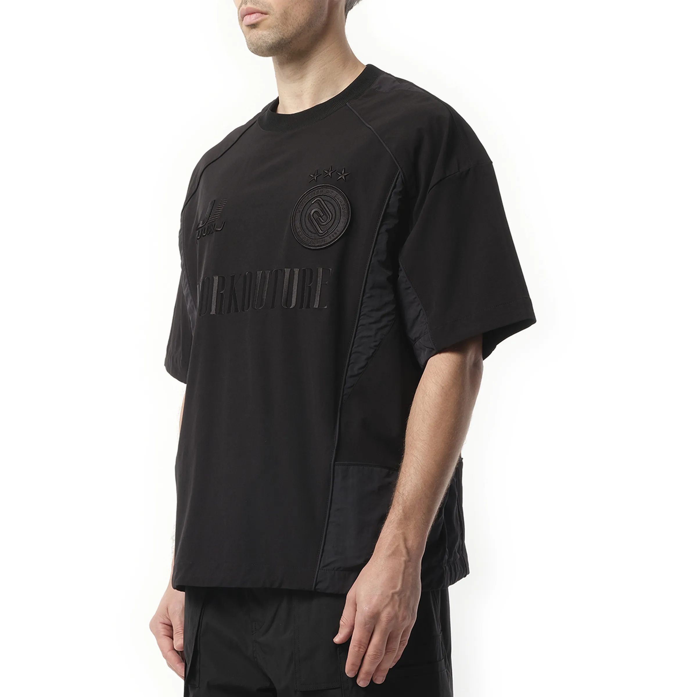 Tricot Soccer Jersey Short Sleeve Shirt in Black