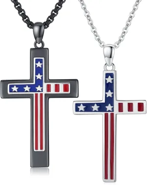 TUGHRA Couple Gifts for Him and Her Cross Pendant Necklaces Set 2Pcs S925 Sterling Silver Couples Jewelry Gifts for Lovers Birthday Valentine's Day Women Men Religious Necklaces Amulet