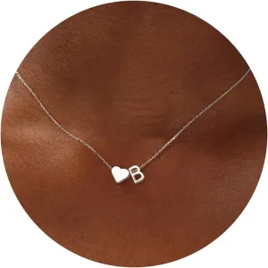 Turandoss Gold/Silver Heart Initial Necklace for Women Teen Girls - 18K Gold Plated Letter A-Z Pendant Necklace Dainty Heart Necklaces Tiny Initial Necklaces Birthday Gifts for Women Jewelry