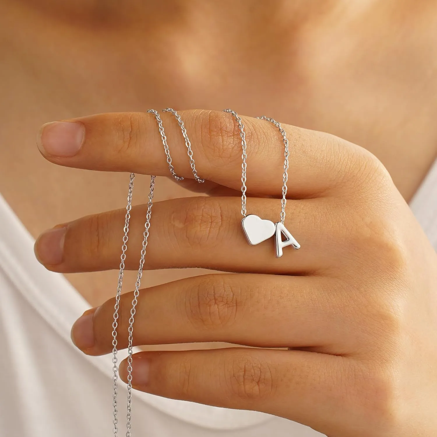 Turandoss Gold/Silver Heart Initial Necklace for Women Teen Girls - 18K Gold Plated Letter A-Z Pendant Necklace Dainty Heart Necklaces Tiny Initial Necklaces Birthday Gifts for Women Jewelry