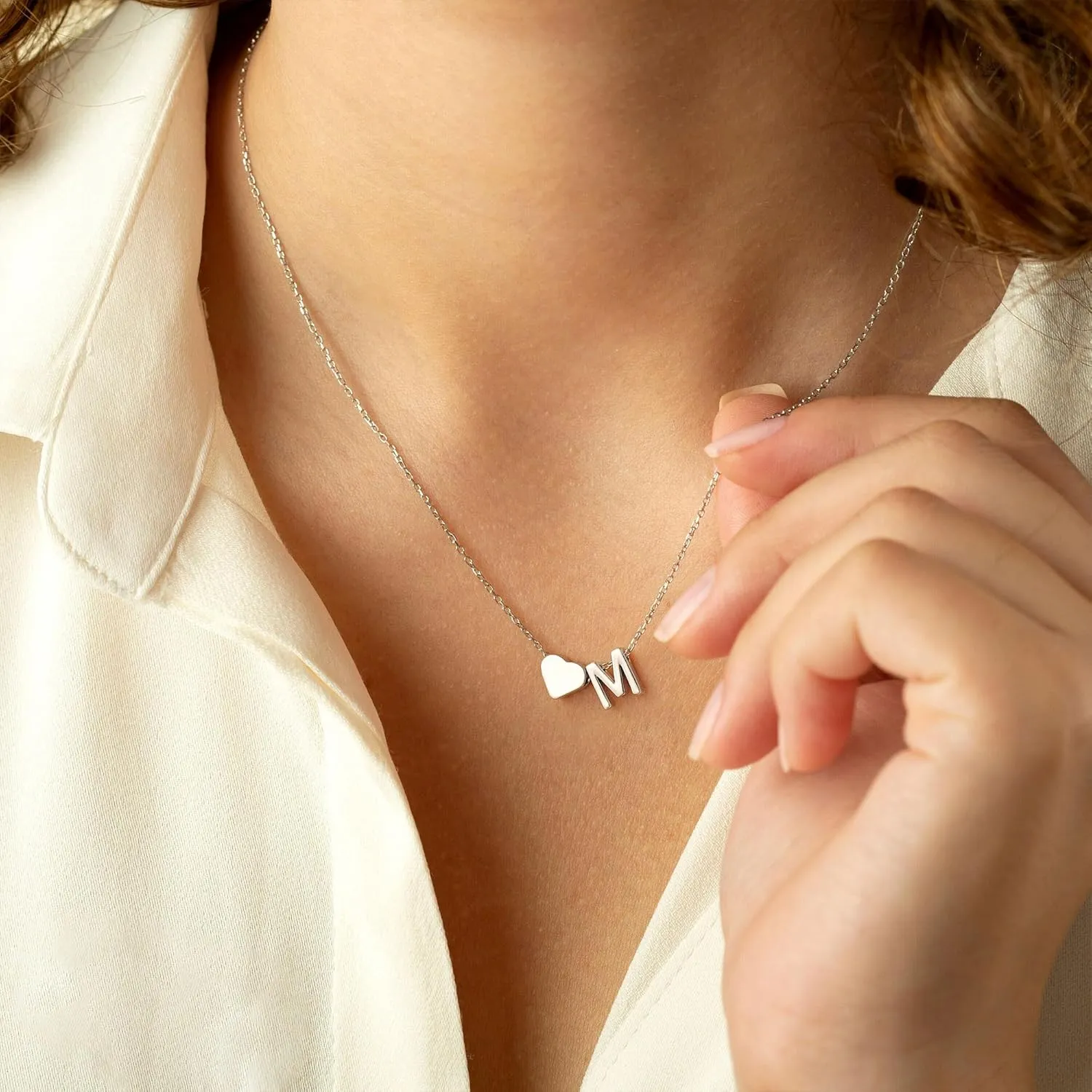 Turandoss Gold/Silver Heart Initial Necklace for Women Teen Girls - 18K Gold Plated Letter A-Z Pendant Necklace Dainty Heart Necklaces Tiny Initial Necklaces Birthday Gifts for Women Jewelry